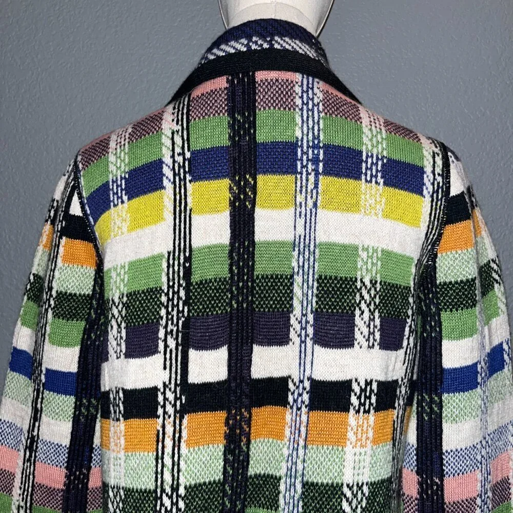 ANTHROPOLOGIE ALDOMARTINS SHANLEY PLAID WOOL ALPACA BLEND SWEATER COAT  EUC  XS